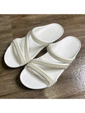 Crocs Kadee II Sandals White Diamante Women’s Size 7 211350